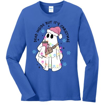 Cute Ghost Dead Inside But ItS Christmas Coffee Lovers Great Gift Ladies Long Sleeve Shirt