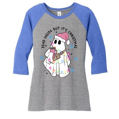 Cute Ghost Dead Inside But ItS Christmas Coffee Lovers Great Gift Women's Tri-Blend 3/4-Sleeve Raglan Shirt