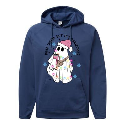 Cute Ghost Dead Inside But ItS Christmas Coffee Lovers Great Gift Performance Fleece Hoodie