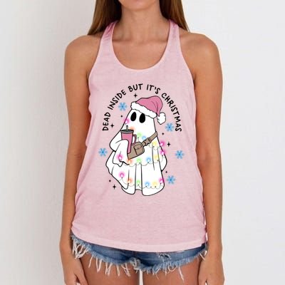 Cute Ghost Dead Inside But ItS Christmas Coffee Lovers Great Gift Women's Knotted Racerback Tank