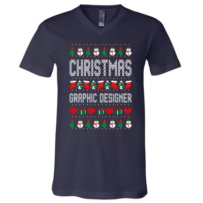 Christmas Graphic Designer Ugly Christmas V-Neck T-Shirt