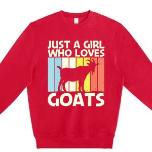 Cool Goat Design For Girl Women Goat Farmer Farming Lovers Premium Crewneck Sweatshirt