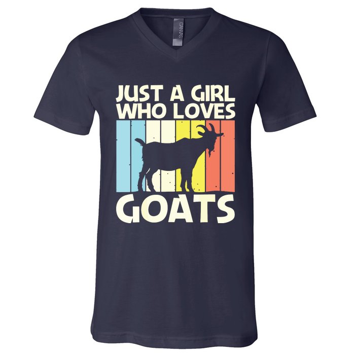 Cool Goat Design For Girl Women Goat Farmer Farming Lovers V-Neck T-Shirt