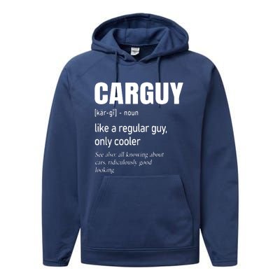 Car Guy Definition Mechanic Auto Racing Men Performance Fleece Hoodie