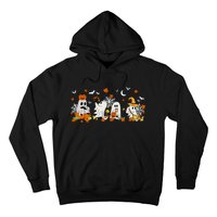 Cute Ghost Drinking Coffee Halloween Fall Ghost Book Reading Hoodie