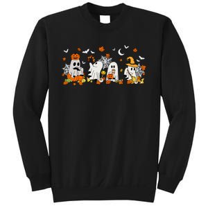 Cute Ghost Drinking Coffee Halloween Fall Ghost Book Reading Sweatshirt