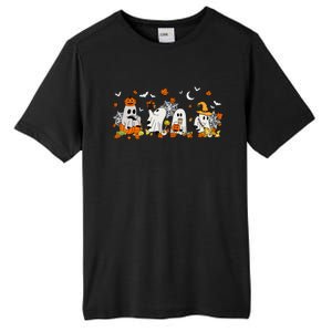 Cute Ghost Drinking Coffee Halloween Fall Ghost Book Reading Tall Fusion ChromaSoft Performance T-Shirt