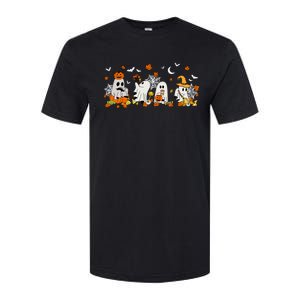 Cute Ghost Drinking Coffee Halloween Fall Ghost Book Reading Softstyle CVC T-Shirt