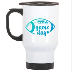 Cute Game Day Heart Football Funny Gift Stainless Steel Travel Mug