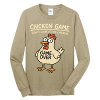 Chicken Game Dont Look At The Chicken Funny Chicken Tall Long Sleeve T-Shirt