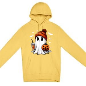 Cute Ghost Drink Pumpkin Halloween Gift Premium Pullover Hoodie