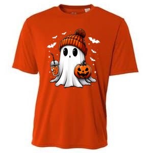 Cute Ghost Drink Pumpkin Halloween Gift Cooling Performance Crew T-Shirt