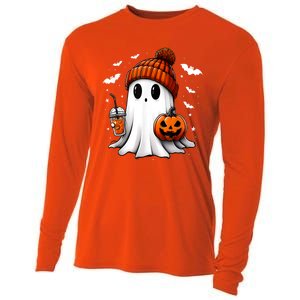 Cute Ghost Drink Pumpkin Halloween Gift Cooling Performance Long Sleeve Crew