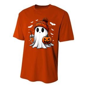 Cute Ghost Drink Pumpkin Halloween Gift Performance Sprint T-Shirt