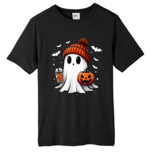 Cute Ghost Drink Pumpkin Halloween Gift Tall Fusion ChromaSoft Performance T-Shirt