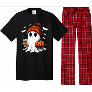 Cute Ghost Drink Pumpkin Halloween Gift Pajama Set