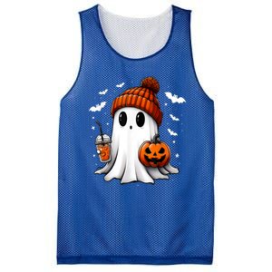 Cute Ghost Drink Pumpkin Halloween Gift Mesh Reversible Basketball Jersey Tank