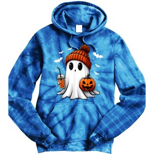 Cute Ghost Drink Pumpkin Halloween Gift Tie Dye Hoodie