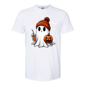 Cute Ghost Drink Pumpkin Halloween Gift Softstyle CVC T-Shirt