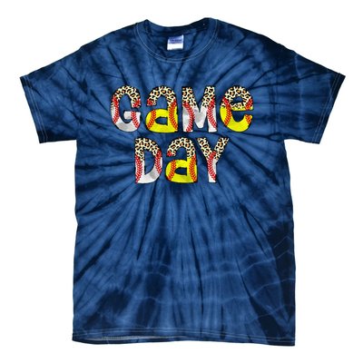 Cute Game Day Leopard Baseball Softball Mom Life Mom Of Both Tie-Dye T-Shirt