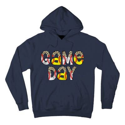 Cute Game Day Leopard Baseball Softball Mom Life Mom Of Both Tall Hoodie