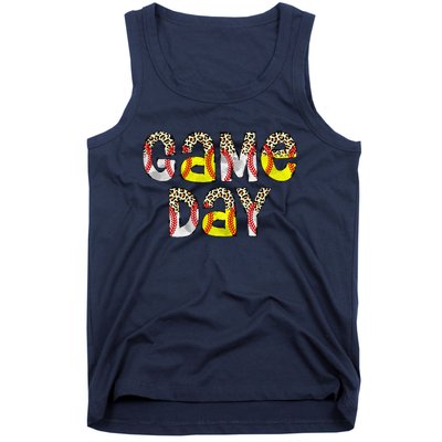 Cute Game Day Leopard Baseball Softball Mom Life Mom Of Both Tank Top