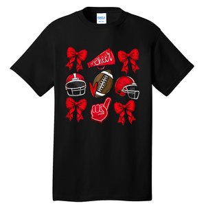 Coquette Game Day Football Cheer Mom Funny Football Lover Tall T-Shirt