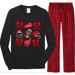 Coquette Game Day Football Cheer Mom Funny Football Lover Long Sleeve Pajama Set