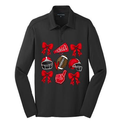 Coquette Game Day Football Cheer Mom Funny Football Lover Silk Touch Performance Long Sleeve Polo