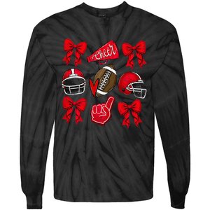 Coquette Game Day Football Cheer Mom Funny Football Lover Tie-Dye Long Sleeve Shirt