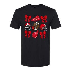 Coquette Game Day Football Cheer Mom Funny Football Lover Softstyle CVC T-Shirt