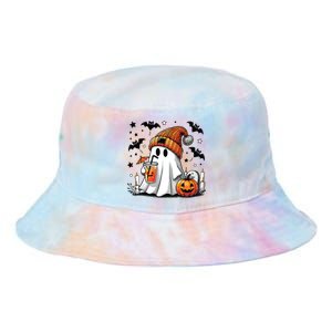 Cute Ghost Drinking Coffee Halloween Ghost Coffee Women Tie Dye Newport Bucket Hat