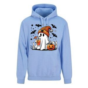 Cute Ghost Drinking Coffee Halloween Ghost Coffee Women Unisex Surf Hoodie