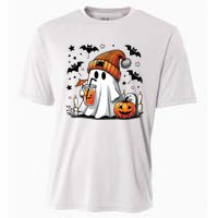 Cute Ghost Drinking Coffee Halloween Ghost Coffee Women Cooling Performance Crew T-Shirt