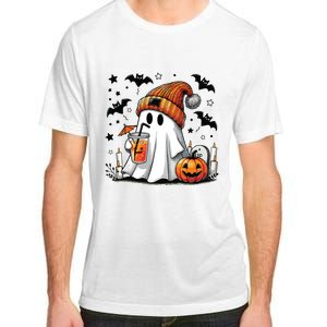 Cute Ghost Drinking Coffee Halloween Ghost Coffee Women Adult ChromaSoft Performance T-Shirt