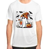 Cute Ghost Drinking Coffee Halloween Ghost Coffee Women Adult ChromaSoft Performance T-Shirt