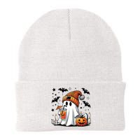 Cute Ghost Drinking Coffee Halloween Ghost Coffee Women Knit Cap Winter Beanie