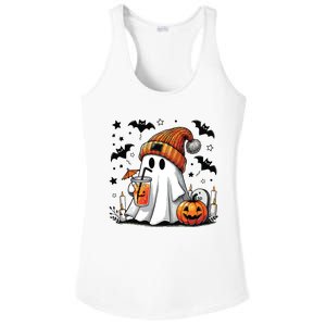 Cute Ghost Drinking Coffee Halloween Ghost Coffee Women Ladies PosiCharge Competitor Racerback Tank