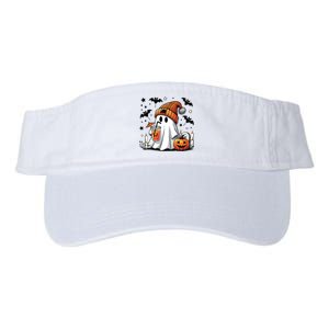 Cute Ghost Drinking Coffee Halloween Ghost Coffee Women Valucap Bio-Washed Visor