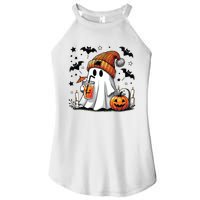 Cute Ghost Drinking Coffee Halloween Ghost Coffee Women Women's Perfect Tri Rocker Tank