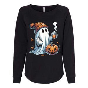 Cute Ghost Drinking Coffee Halloween Ghost Coffee Women Womens California Wash Sweatshirt