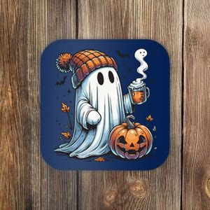 Cute Ghost Drinking Coffee Halloween Ghost Coffee Women Coaster