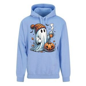 Cute Ghost Drinking Coffee Halloween Ghost Coffee Women Unisex Surf Hoodie