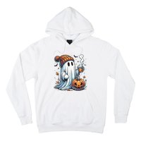 Cute Ghost Drinking Coffee Halloween Ghost Coffee Women Hoodie