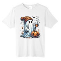 Cute Ghost Drinking Coffee Halloween Ghost Coffee Women Tall Fusion ChromaSoft Performance T-Shirt