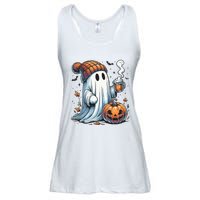 Cute Ghost Drinking Coffee Halloween Ghost Coffee Women Ladies Essential Flowy Tank