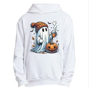 Cute Ghost Drinking Coffee Halloween Ghost Coffee Women Urban Pullover Hoodie