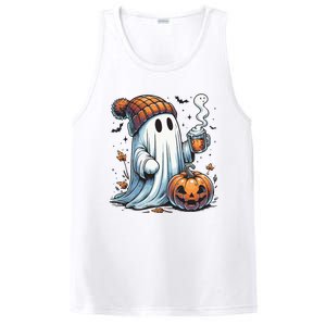 Cute Ghost Drinking Coffee Halloween Ghost Coffee Women PosiCharge Competitor Tank