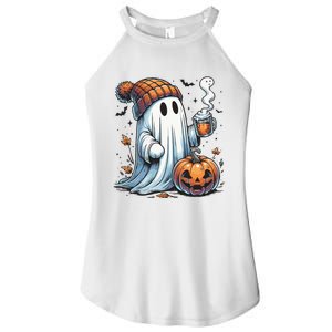 Cute Ghost Drinking Coffee Halloween Ghost Coffee Women Women's Perfect Tri Rocker Tank