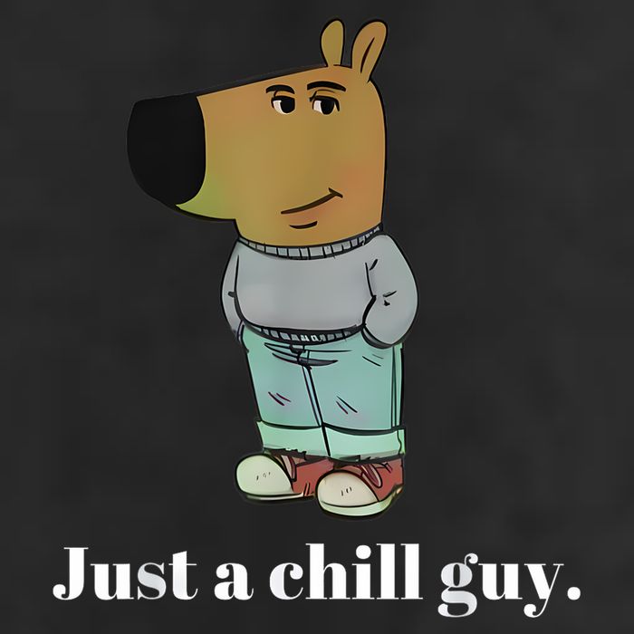 Chill Guy Dog Funny Chill Guy Meme 7 Panel Mesh Trucker Snapback Hat